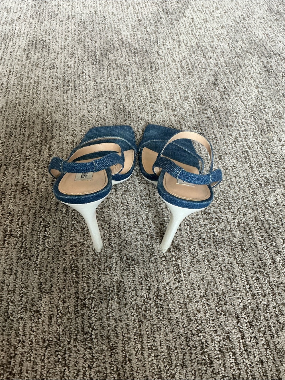 Steve Madden Denim Square-Toe Slingback Heels - Blue - Picture 3 of 3